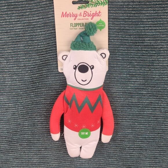 Christmas Kitty Toy! Flopper Pals Polar Bear - Picture 1 of 11